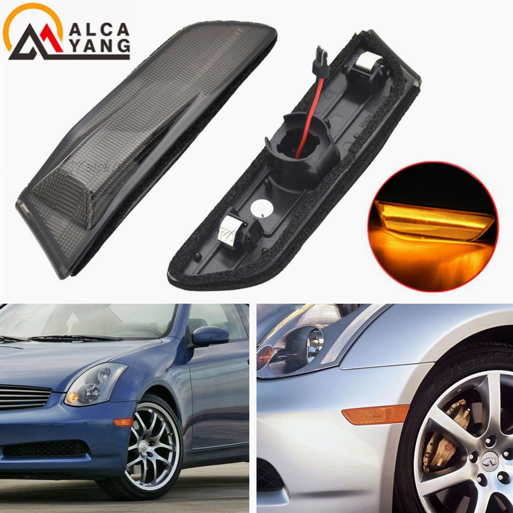 For Nissan Skyline 350GT Infiniti G35 2D Coupe Replace 2002-2007 Amber LED Fender Side Marker Lamp Turn Signal Light