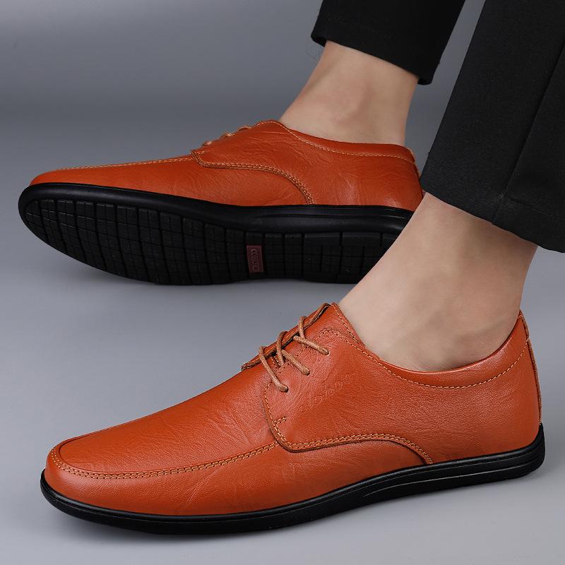 Pánské ležérní kožené boty z hovězí kůže s měkkou podrážkou, prodyšné, ručně vyráběné, lehké, pánské boty se šněrováním, boty Doudou, pánské mokasíny, pánské