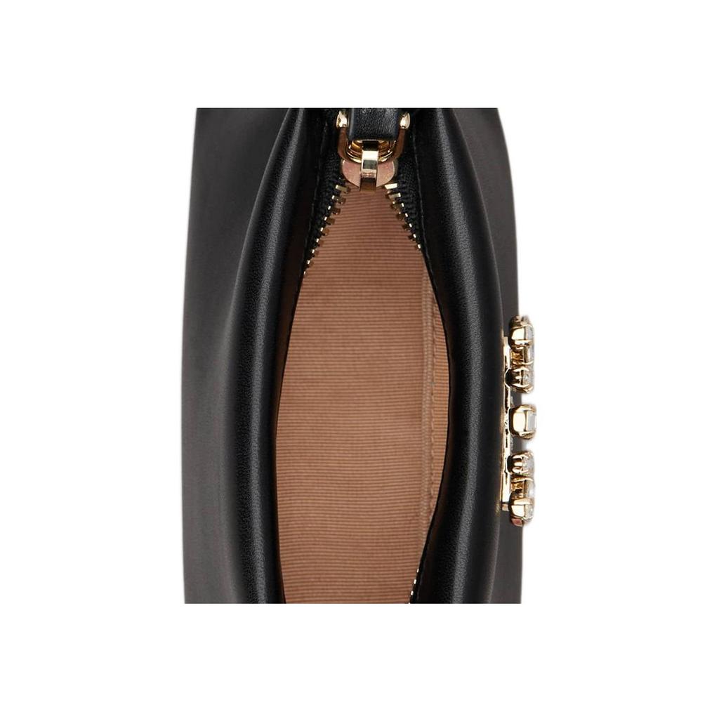 Roger Vivier Rv Nightlily Rhinestone Buckle Napa Leather Mini Handbag Women handbags Black RAWAWEX0200JXVB999