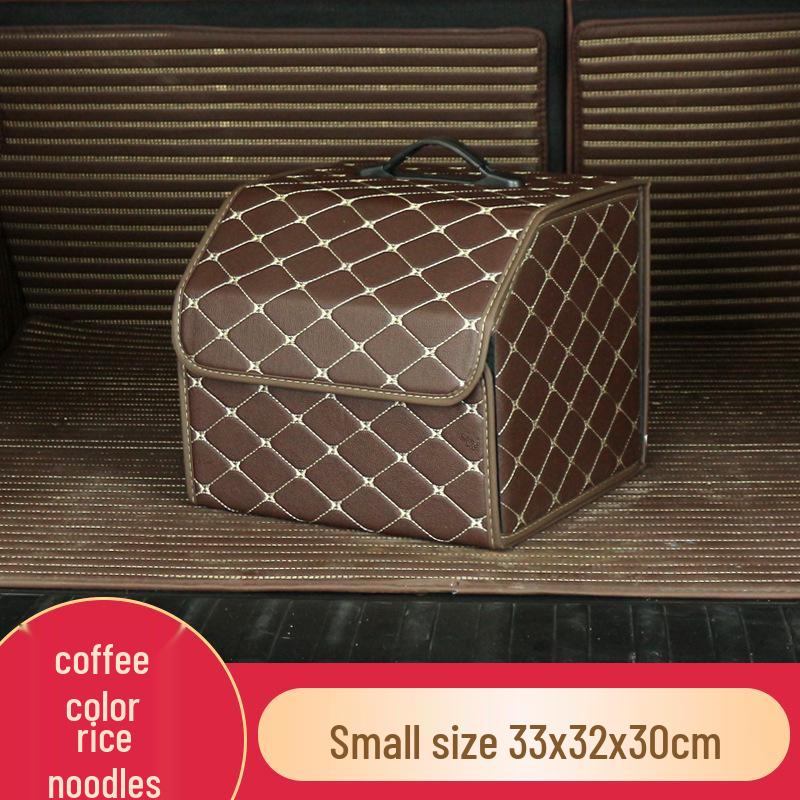 Trunk Storage Box: Multifunctional Folding Car Organizer with Logo-Printed Leather