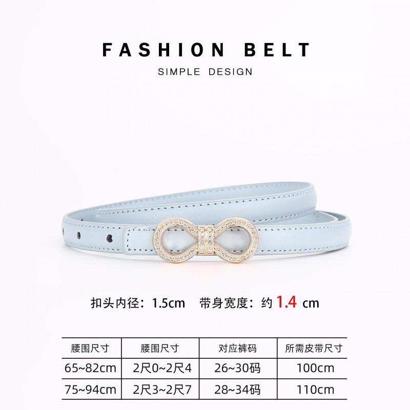 Womens Slim Leather Belt With Zinc Alloy Rhinestone Buckle Fashion Waistband Pants Skirts Office Casual