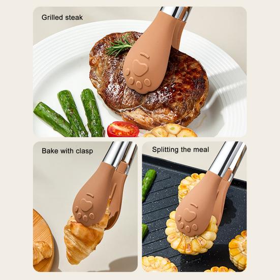 Silikon Lebensmittelzange Hochtemperaturbeständig Rutschfest Kochclip Klemme für BBQ Salat Grill