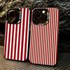 B-Burgundy White Stripe Pattern Phone Case For iPhone17,16,15,14,13,12,11Plus,Pro Max,XS,Colorful Silver Phone Case Funda Cover