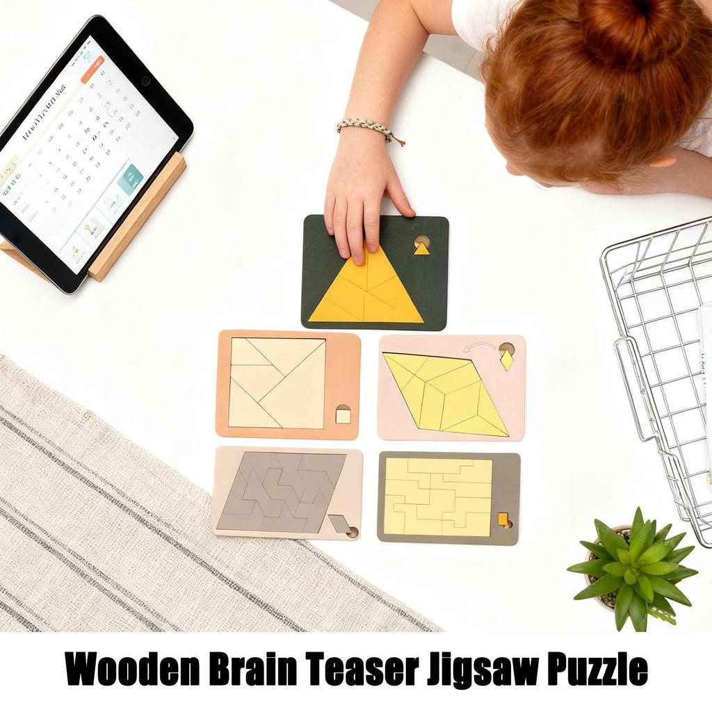 Irregular Shape Triangle Puzzle Colorful Logic Training Wooden Block Puzzle Montessori Three-Dimensional Geometric Puzzles