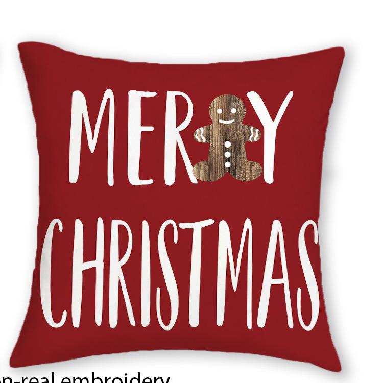 Festive Christmas Pillowcases: Jingle Bells, Merry Trees & Gingerbread! Sofa Room Decoration New Year Holiday Home Decoration Sh Peach skin 18*18(CM)-1Pcs