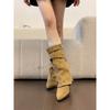 Maillard Coarse Heel Pants Boots Autumn Skinny Height Growing Knight Medium Boots