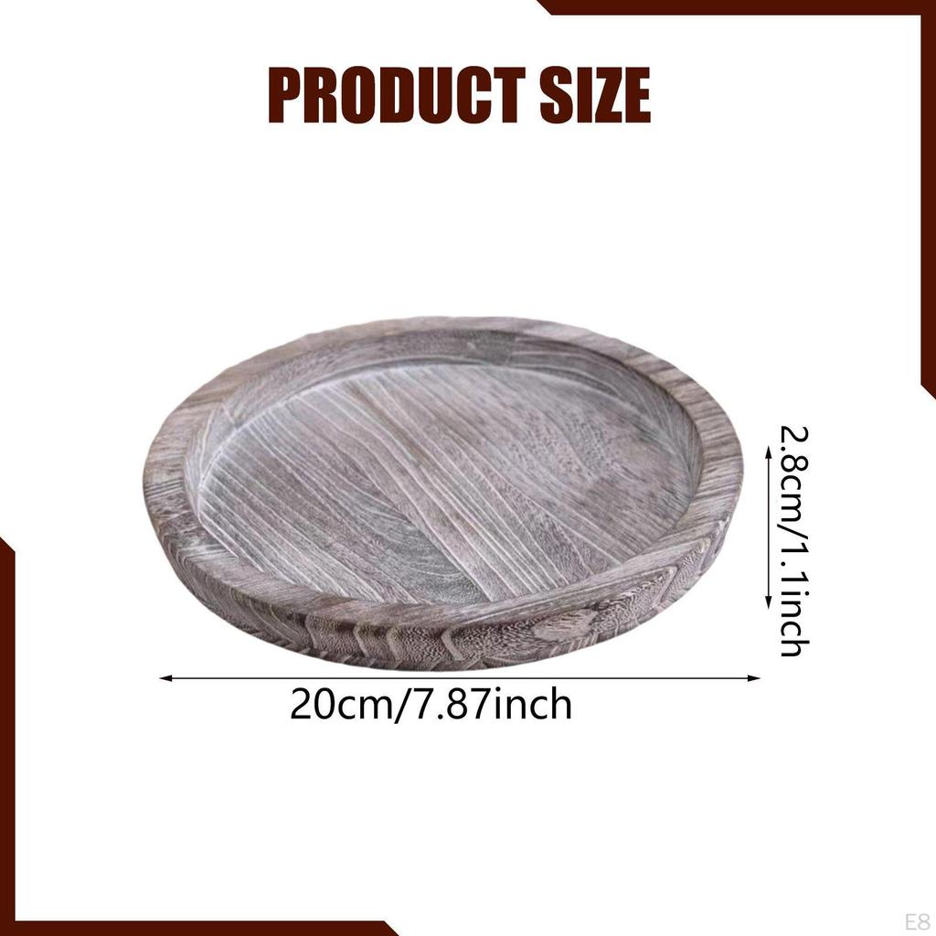 Bathroom Counter Organizer Wood Round Dinner Plate Wooden Serving Tray Platter for Food