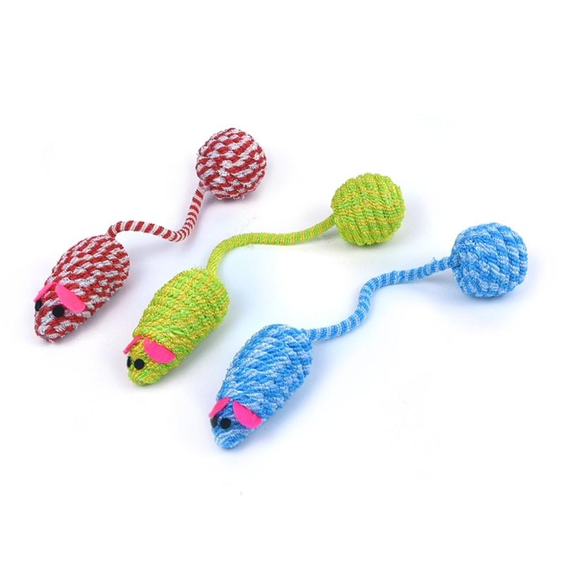 

3 Pcs Colorful False Mouse Pet Cat Toy with Tail Ball Indoor Cat Interactive Toy 1