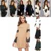 Elegant Solid Color Lace Stitching Dress For Women Perfect For Casual Outings