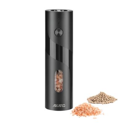 AIKARO - Electric Salt and Pepper Mill, Automatic Spice Grinder, Battery Operated