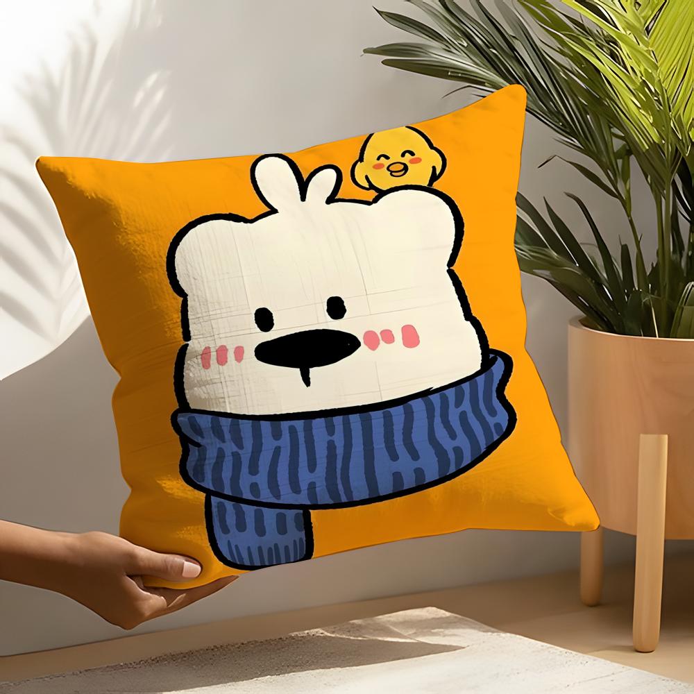 2 Funny Interest Polar Bear Illustrations Pillow Case Home Living Room Decoration Linen Pillowcover Pillow Cases Cushion Cover