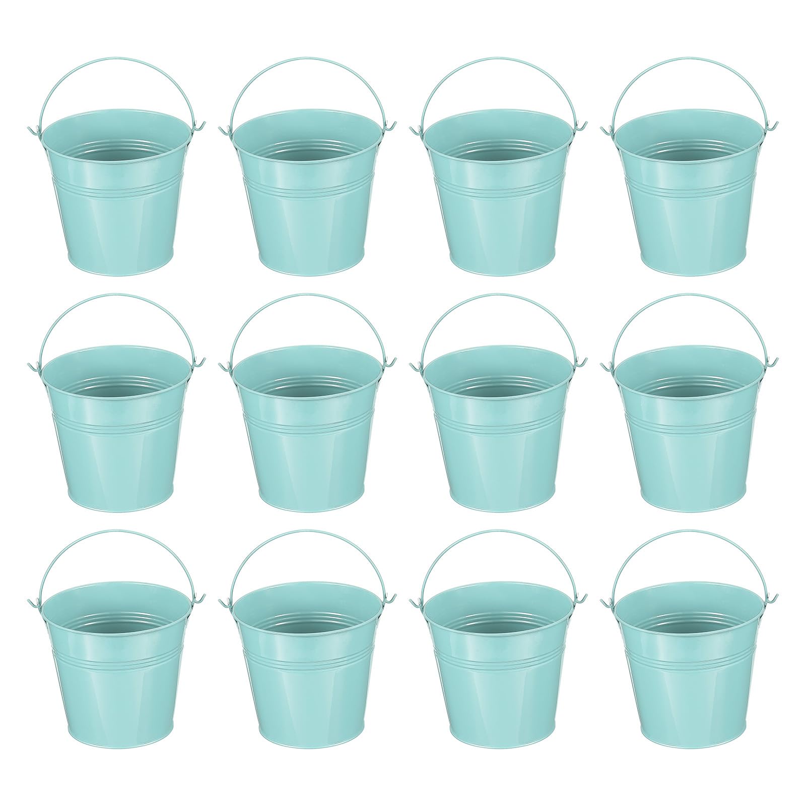 

PATIKIL x Маленькие металлические ведерки с набором из 12 мини-оцинкованных ведерок для вечеринки, светло-голубые, 5,1 , 4,7 , с ручками, для рукоделия, сувениров, украшений,