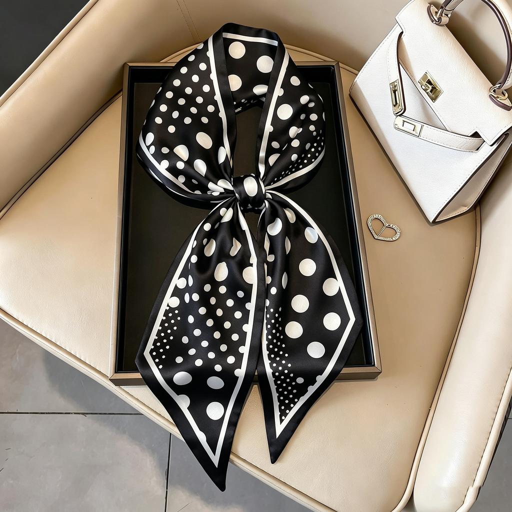Small long thin bevel silk scarf Women's ethnic style belt Tie hair belt Tie bag ribbon tie yarn scarf Thin scarf