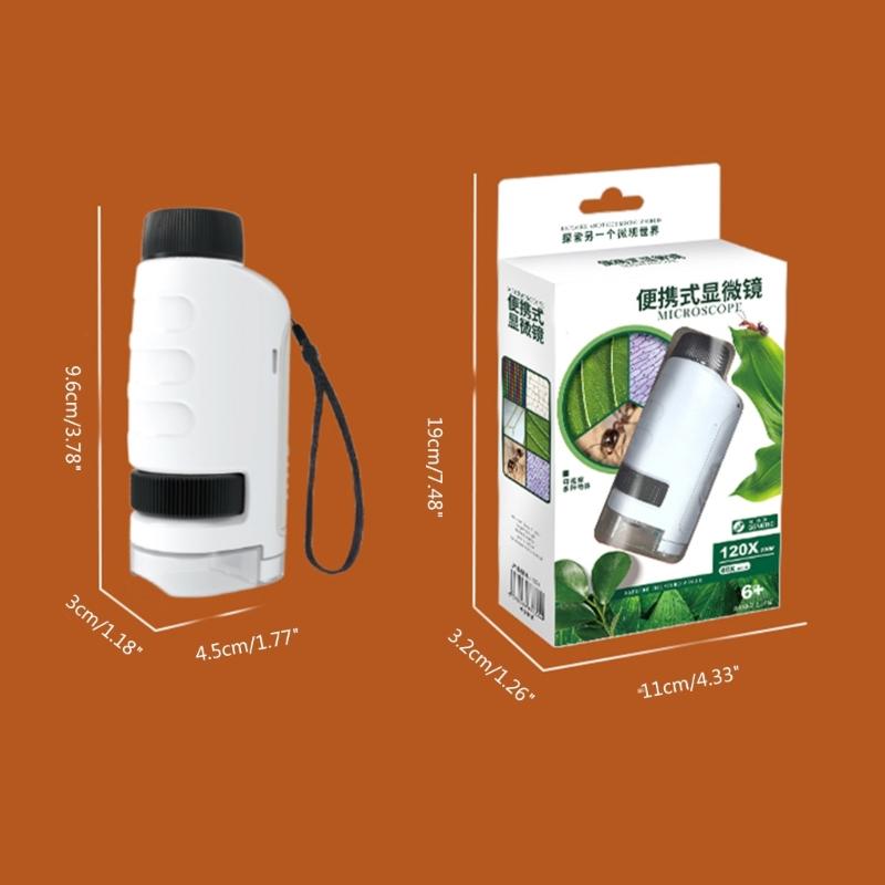 Mini Microscope Toy with LED Light 200X 600X 1200X Magnification Suitable for Kids Student Adults Science Exploration