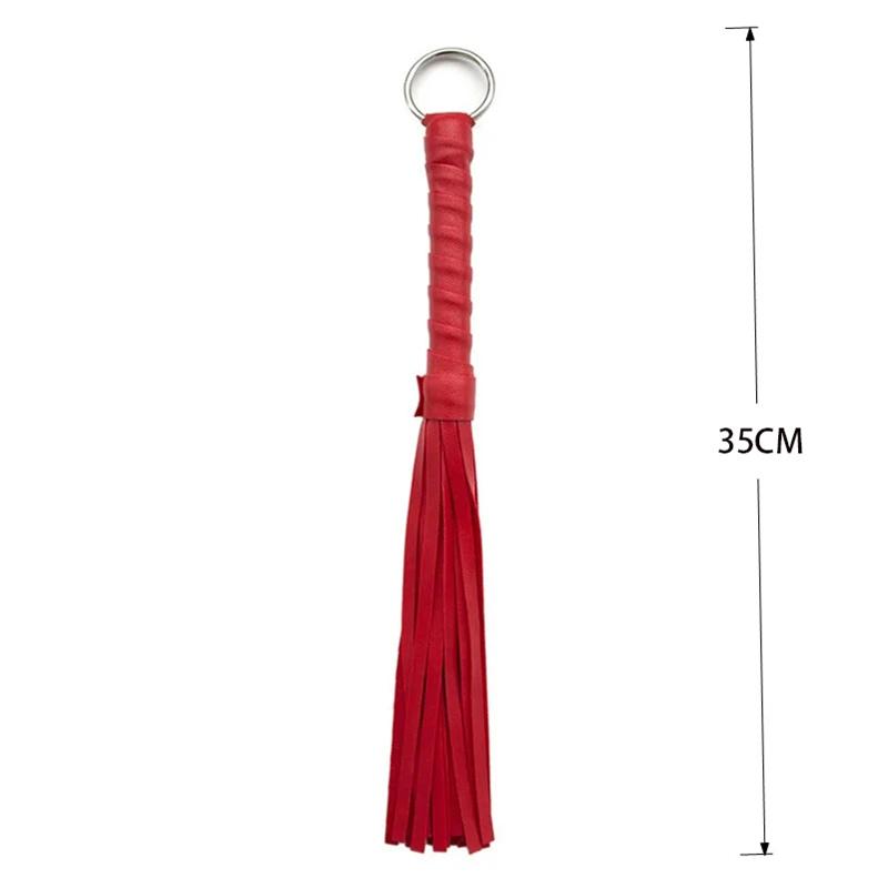 31 cm handgefertigte geflochtene Peitsche aus hochwertigem PU-Leder mit Eisenring, Rollenspiel für Erwachsene, Königin, Erotisches Sexspielzeug für Frauen und Männer