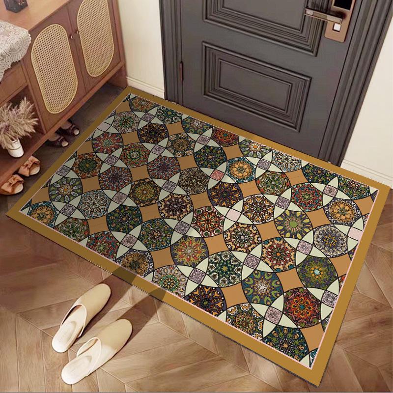 

Кристаллический вельветовый придверный коврик в этническом стиле - Износостойкий, грязеотталкивающий, легко чистящийся, нескользящий коврик. 40x60cm