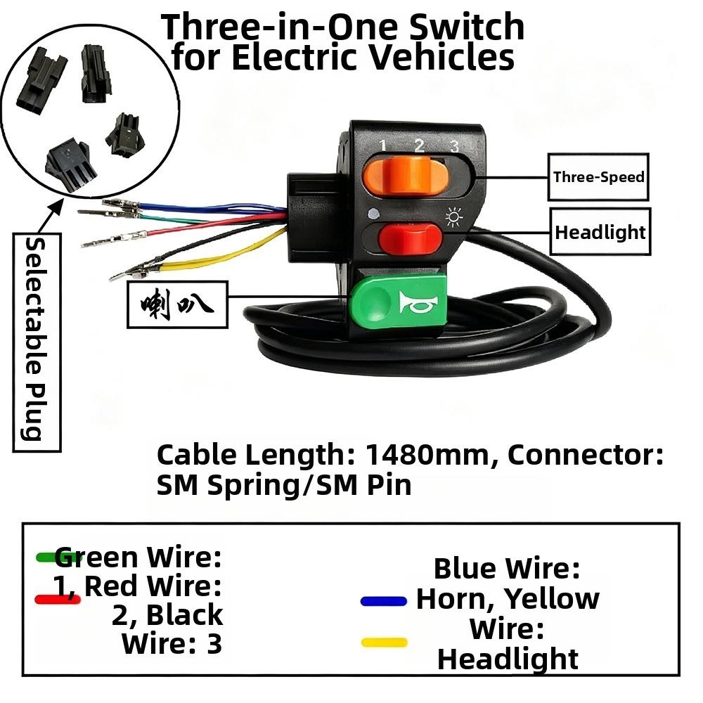 Multistyles Reverse Horn Dual Flashing Headlights  Electric Vehicle Switch Accessories