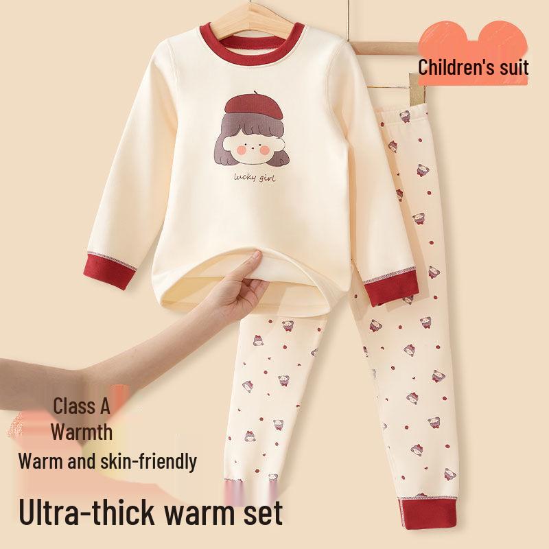 Baby Girl Winter Pajama Set - Warm Printed Long Johns for Toddlers & Kids