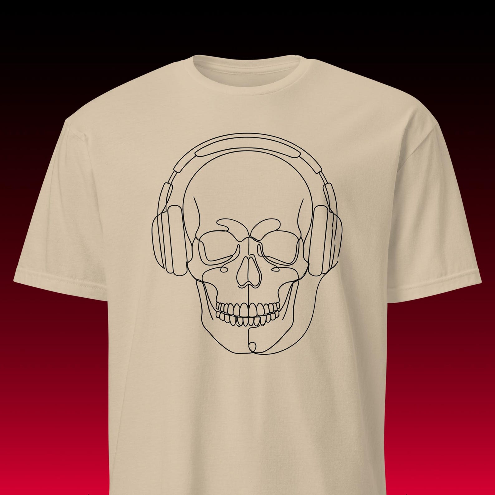 Skull Headphones Graphic Tee | Techno Rave Aesthetic | DJ Music Gift S