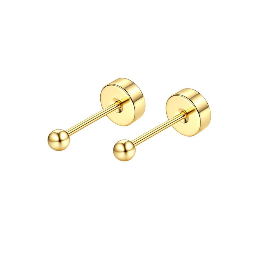 10 Pair 2mm Tiny Gold Flat Back Stud Earrings for Women Men Hypoallergenic Surgical Steel CZ Ball Small Stud Earrings Set