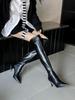 Over-knee boots women's 2025 autumn and winter new pointed thin heel Korean version versatile high heel elastic thin boots white boots