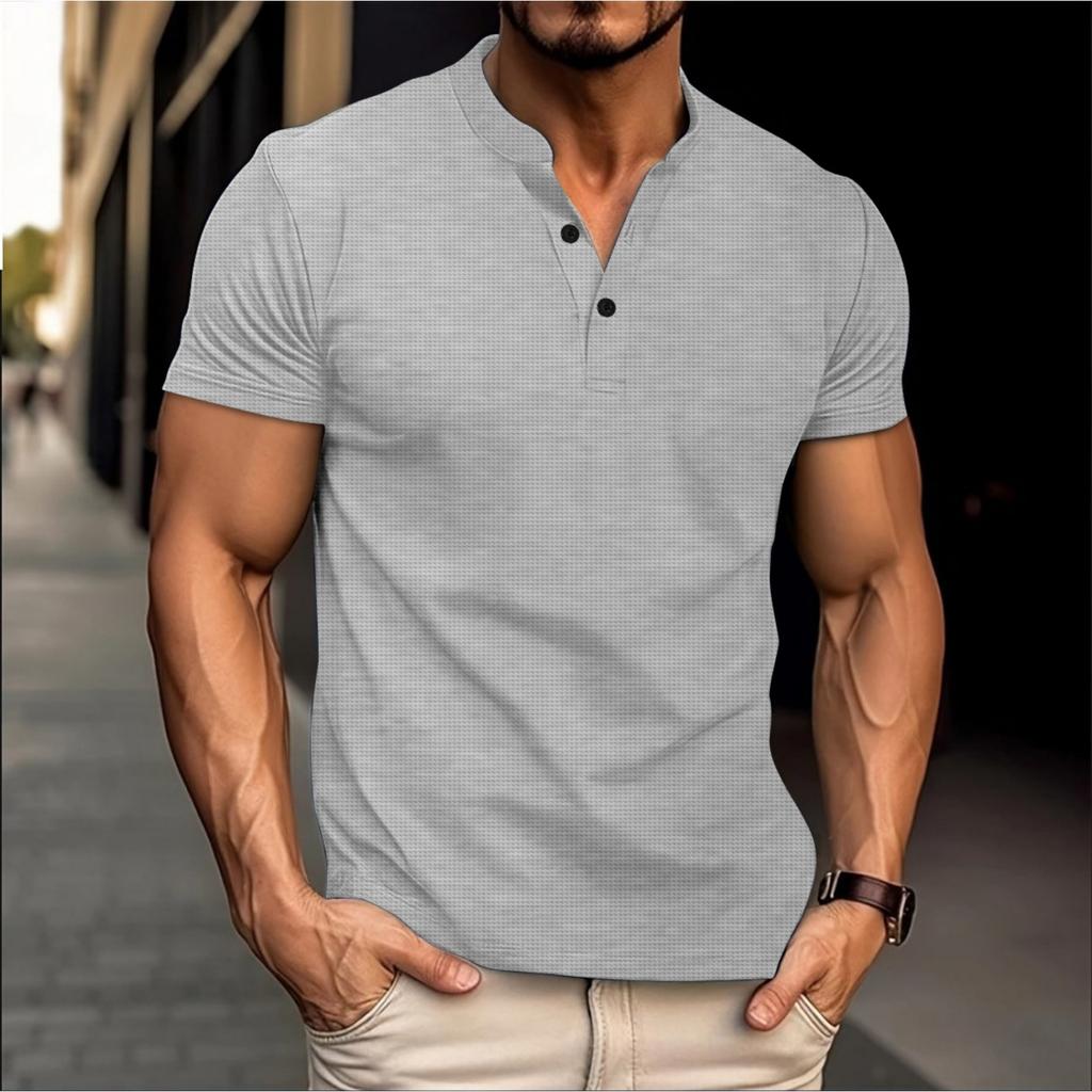Men's Casual -color Sports T-shirt - Men's Round-neck Short-sleeved Top