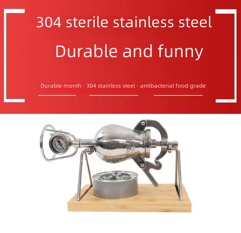 Hand-Cranked 304 Stainless Steel Popcorn Maker - Gourd-Shaped Pressure Cooker