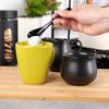Set of Sugar Bowl, Milk Jug, Spoon, Sugar Milk Container, Black