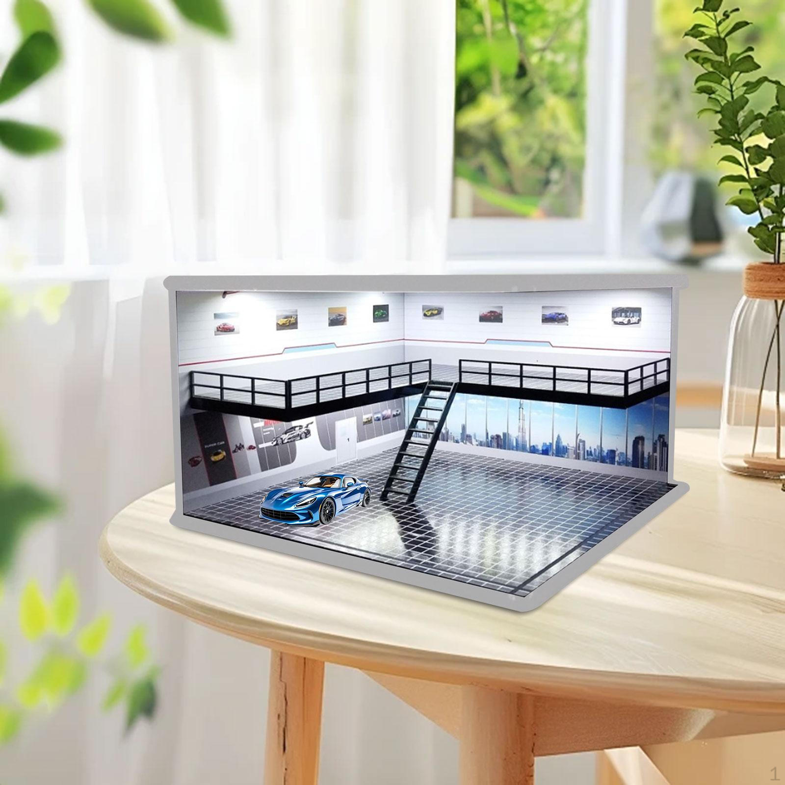 

1/64 1/36 1/32 Автомобильная сцена Модель Фоновая доска с подсветкой Двухэтажная парковка Декорации для City Stylish