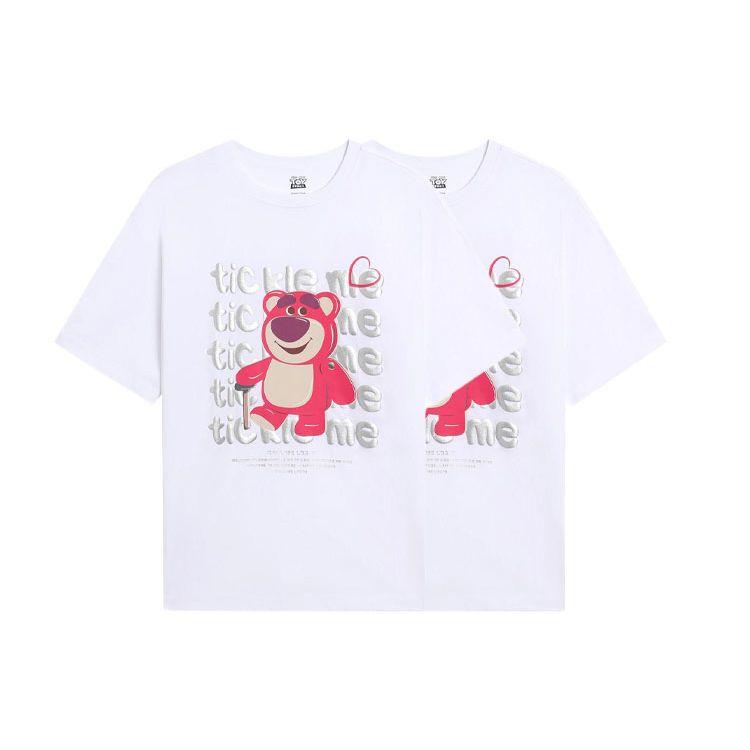 Li-Ning X Disney Toy Story SS22 Strawberry Bear Print Crew Neck T-Shirt Unisex Tops White AHSS949-5