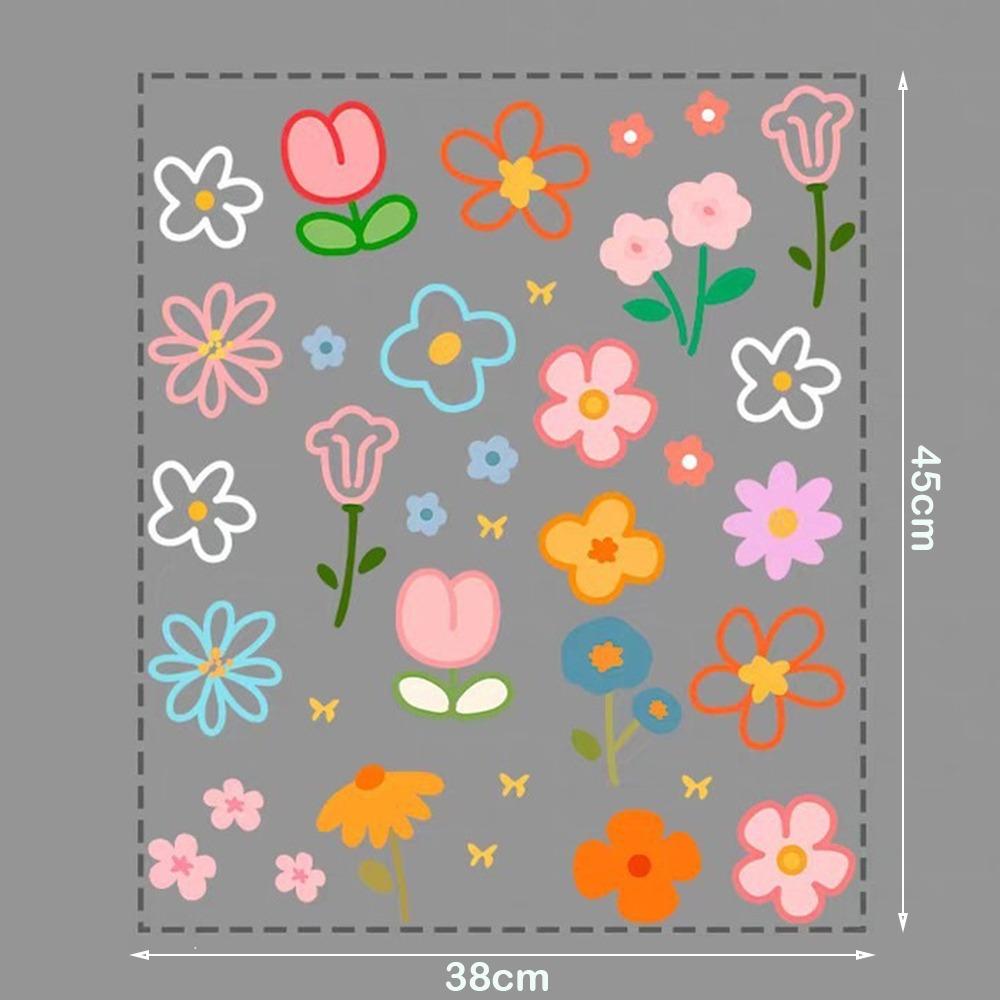 Self Adhesive Flower Glass Door Sticker PVC Floral Window Sticker Shop Door Decoration 38*45cm