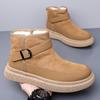 Men Winter Boots New Trend Ankle Genuine Leather Male Motorcycle All Match Leisure High Top Shoes Classic Plush Snow