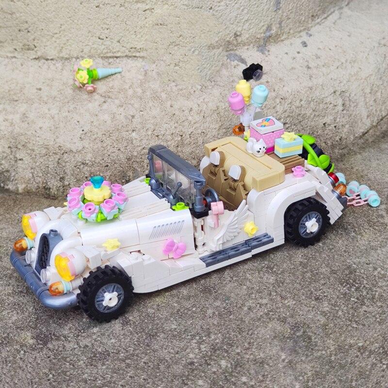 LOZ 1119 Model vozidla Láska Svatební Auto Květina Diamant Kočka Zvířátko Kutilské Mini bloky Kostky Stavebnice pro děti Dárek bez krabice