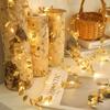 Golden Leaf Garland Fairy Lights String Lighting, Battery Operated Elegant Decoration for Home Weddings Artificial Plant Decor