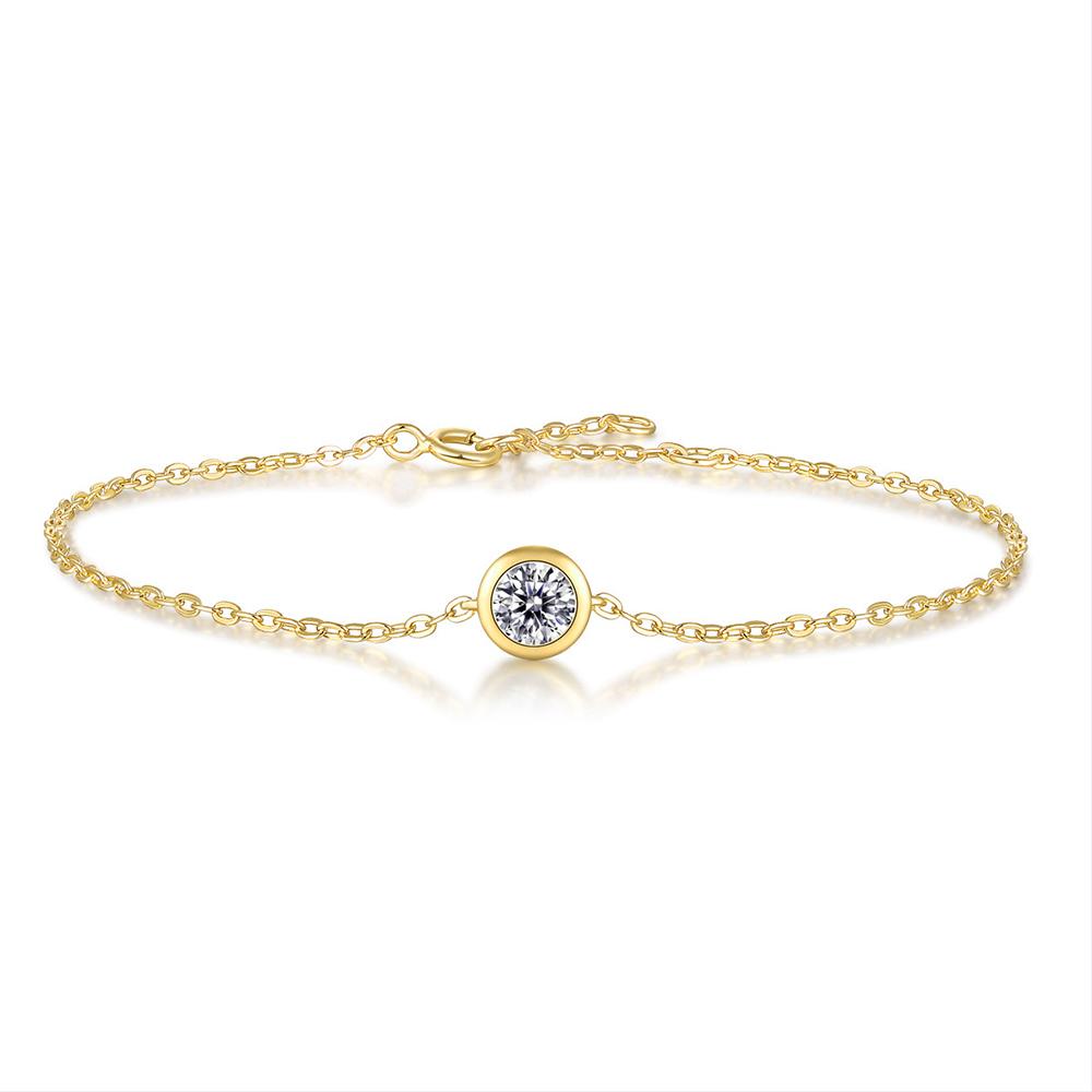 

Sweetrain Браслет с муассанитом 0,5 карата Серебро 925 пробы Покрытие 18K Золотом D VVS1 GRA Гипоаллергенный Регулируемый Одиночный Камень Ювелирное изделие для Женщин 5mm Moissanite