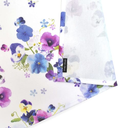 STYLE Decor Table Runner, Laminated, Waterproof, Nordic Style, 100cm, Wipeable, Floral Print, Blue Pansy, W2701000