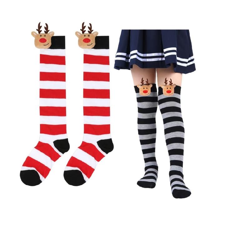 Women's Thigh High Stockings with Reindeer Christmas Stockings Over the Knee Socks Halloween Cosplay Costumes Hosiery