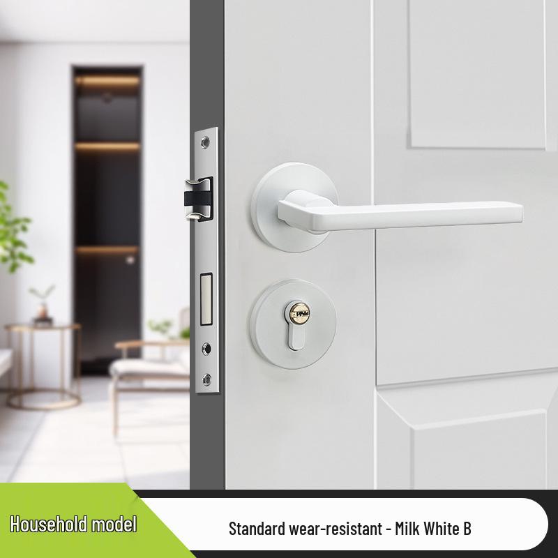 Universal Magnetic Black Bedroom Door Handle Lock - Silent, Solid Wood Design