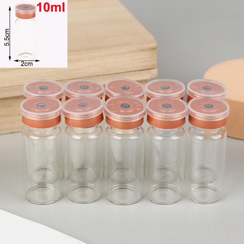 10Pcs 3Ml 5Ml 6Ml 10Ml Vials Leak-Proof Dust-Resistant Rubber Stopper Flip Off Caps Burr-Free Aluminum Cap Glass Bottles