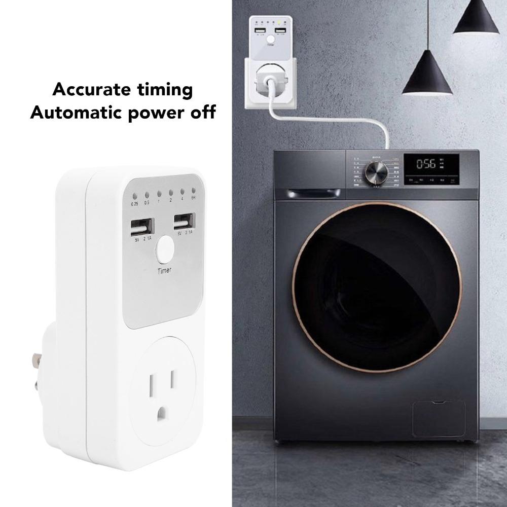 Electronic Dual USB Ports Timer 6H 2 USB Ports Countdown Timer USPlug 1800W Time Controller Switch Home Appliances
