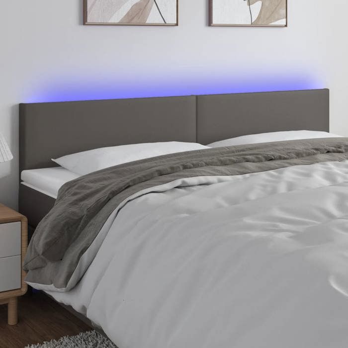 VidaXL Tête de Lit à LED Meuble de Chambre à Coucher Accessoire de Lit Double Tête de Cadre de Lit Intérieur Gris 3121432