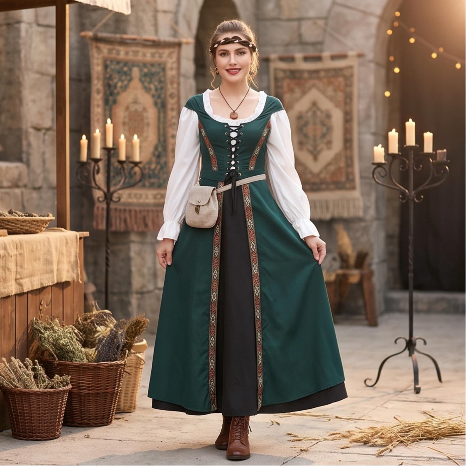 Women s Vintage Corset Dress for Halloween Costume Party L