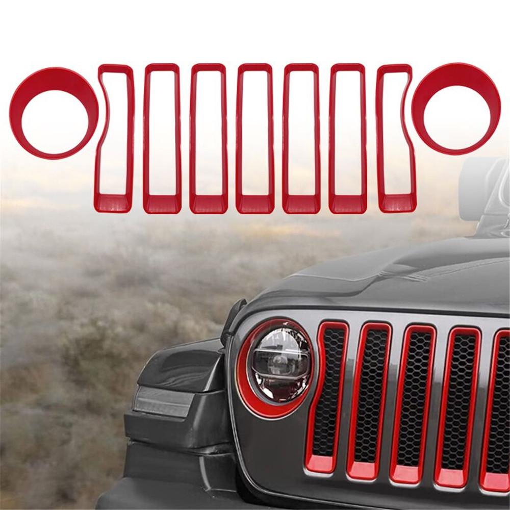 

Mesh Grille Grill Insert+Headlight Turn Light Cover Trim For 2018-2022 Jeep Wrangler Jl Jlu For Gladiator Jt