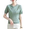 2026 New Style Summer Ice Silk T-Shirt: Chic Short-Sleeved Knit for Middle-Aged & Elderly Women