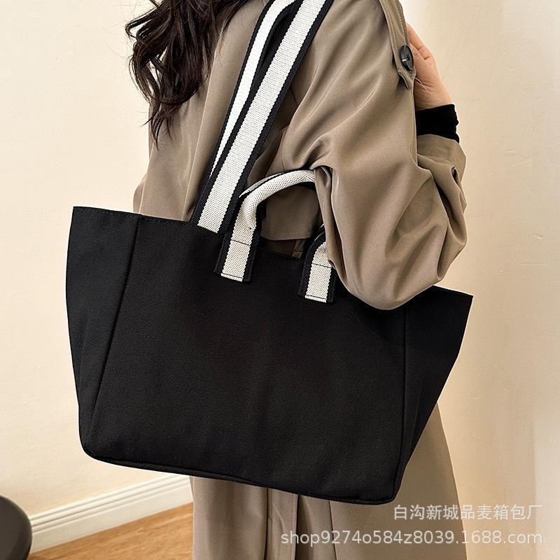 2025 Simple One Shoulder Handheld Canvas Bag Large Capacity Student Tote Canvas Bag Women's Cotton Shopping Canvas Bag