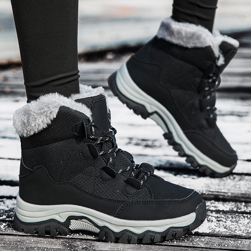 Vinter Damesnøstøvler Nye Utendørs Fortykket Plysj Damesneakers Snøsko Varm Tykk Såle Snø Vanntett Bomullsstøvel