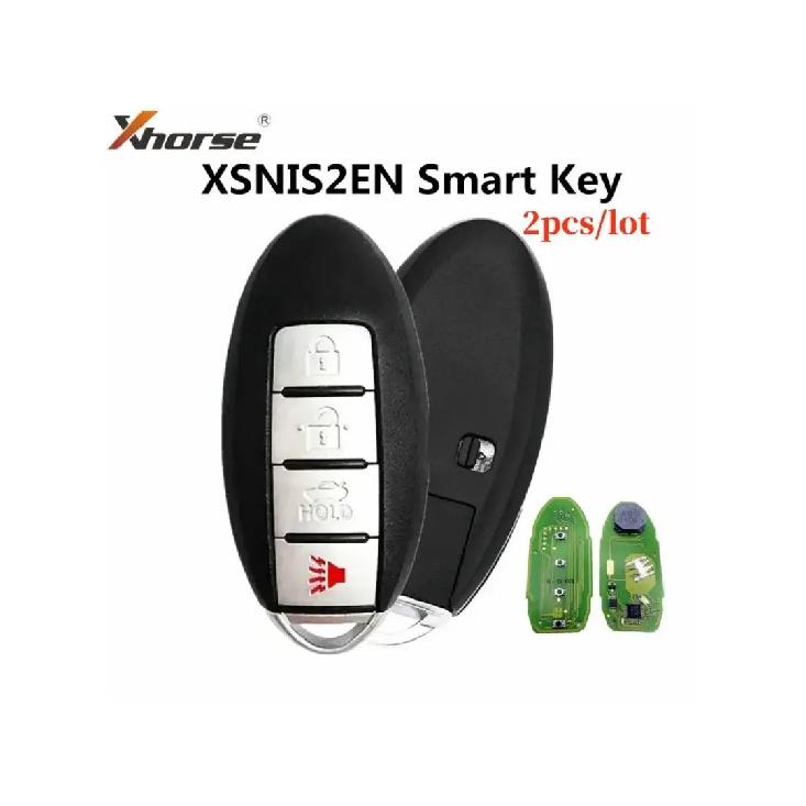 2pcs,Xhorse XSNIS2EN N.I.S Style 4Button VVDI2 MINI Tool Max Pro Universal Smart Key Proximity Function for Nissan Car Keys 2pcs