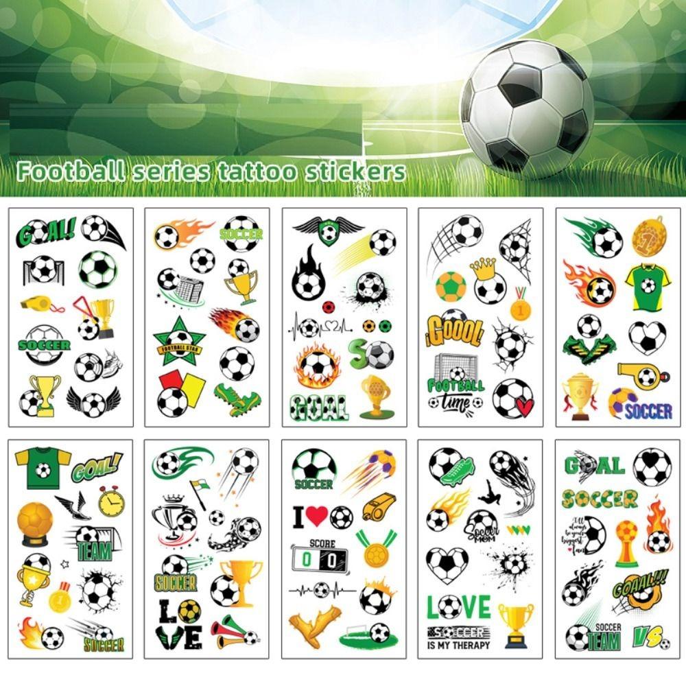 10Pcs Waterproof Football Tattoo Sticker Removable Water Transfer Tattoo Sticker  Sports Event