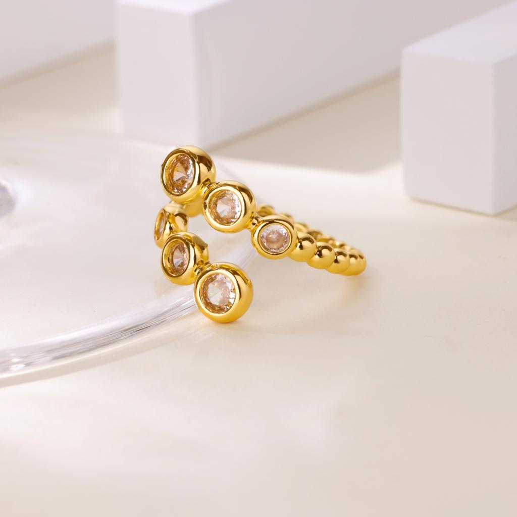 Zircon Meteor Star Rings For Women Girls Gold Color Open Adjustable Stainless Steel Ring Wedding Couple Christmas Jewelry Gift