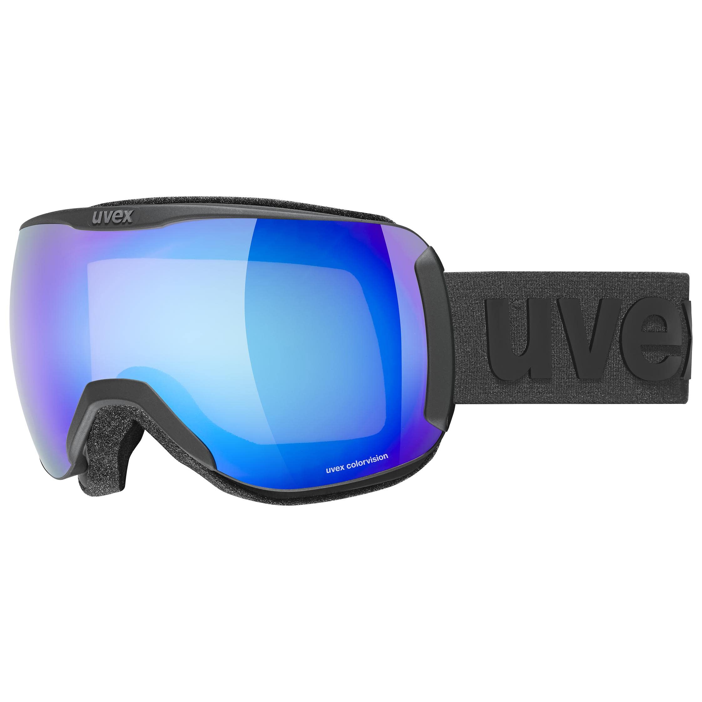 

Ski Snowboard Goggles Unisex High Contrast Mirror Single Lens Asian Fit downhill 2100 CV Black Free Size [UBEX] Matte/Blue/Green